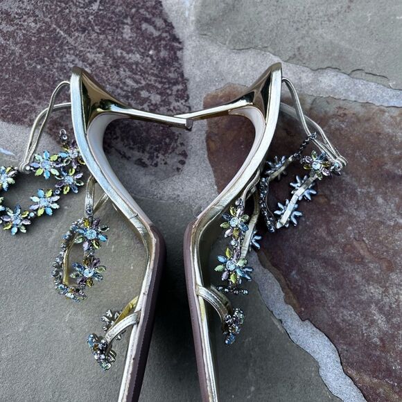 Giuseppe Zanotti Gem Heels Pink and Purple Crystals on Gold heels SZ EU 39 1/2 - Picture 13 of 17